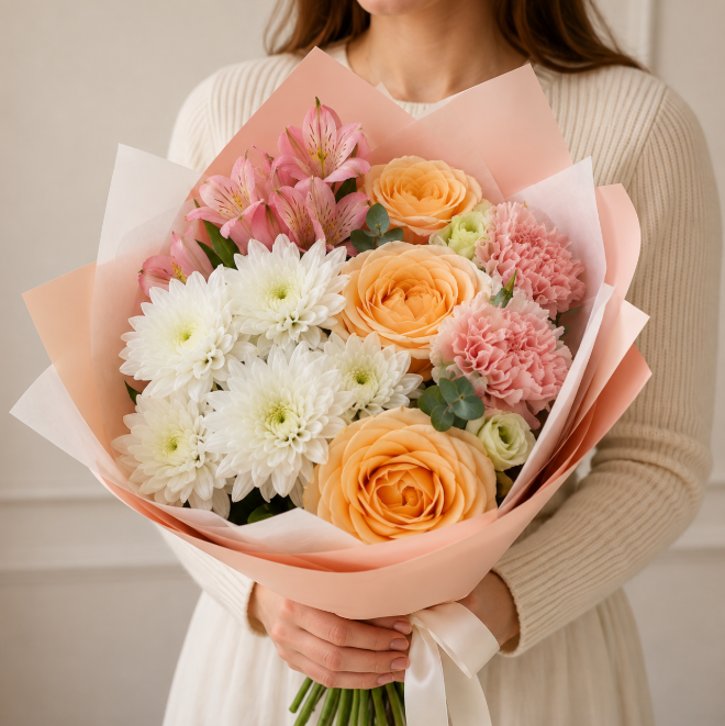 Warm Sunset Mixed Pastel Bouquet