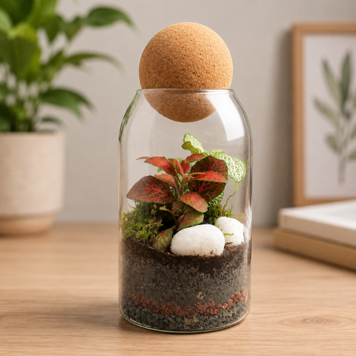 Ruby Glow Bottle Terrarium