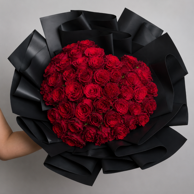 51 Red Roses Heart-Shaped Luxury Bouquet