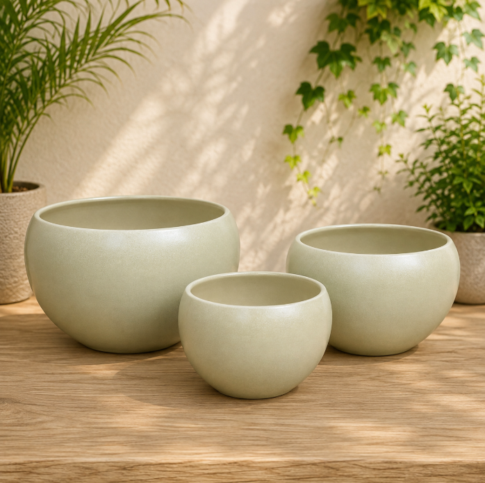 Natural Green Round Pot