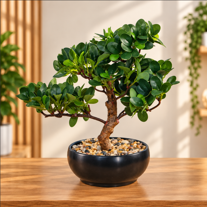 Artificial Potted Ficus Bonsai Plant
