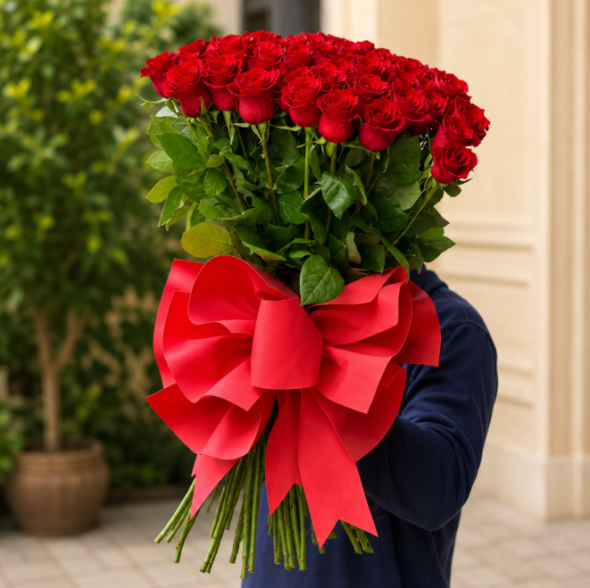 51 Red Roses Hand Tied Luxury Bouquet