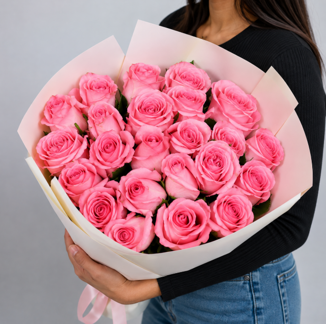 21 Pink Roses Bouquet