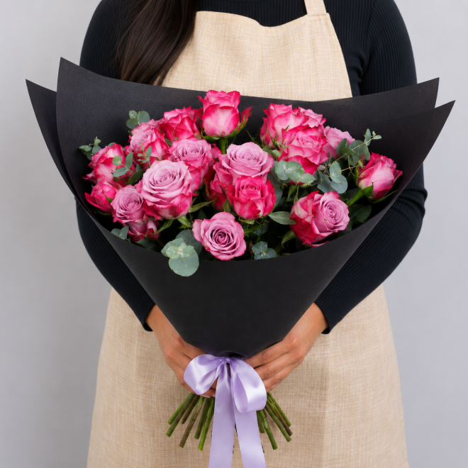 21 Deep Purple Roses Bouquet