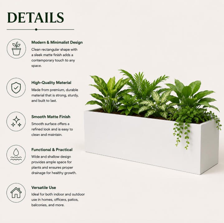 GRP Rectangle Fiberglass Pot