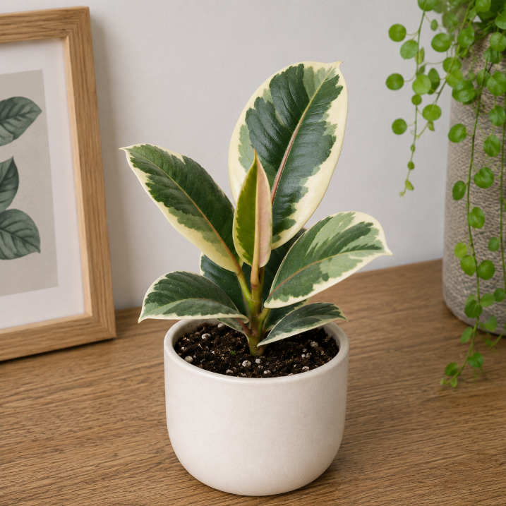 Rubber Plant Variegeta Small | Ficus elastica Tineke