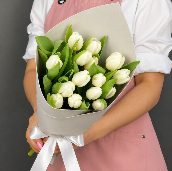 Elegant White Tulip Bouquet