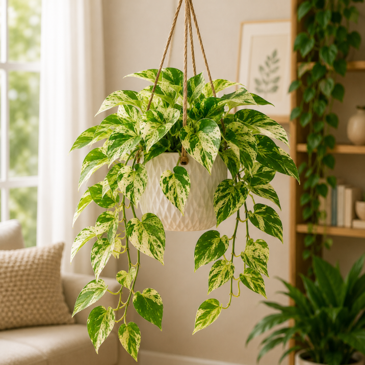 Marble Queen Pothos Hanging | Epipremnum marble queen
