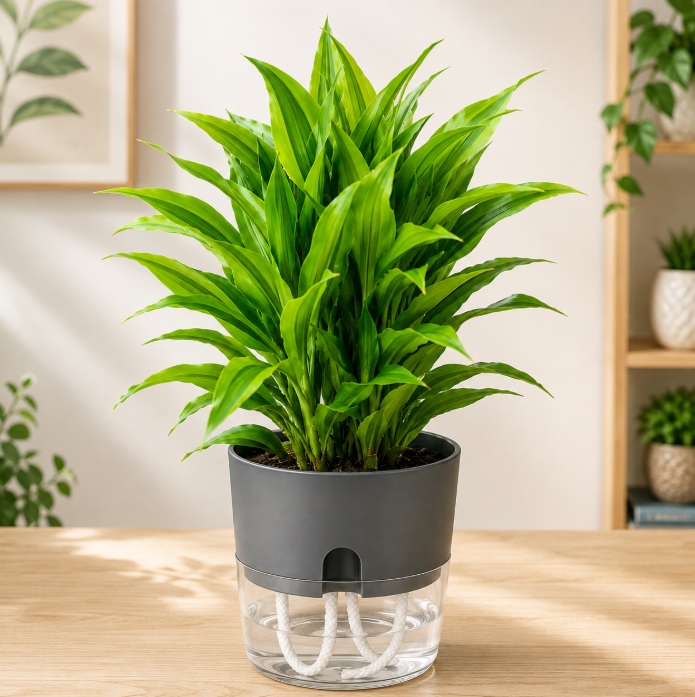 Dracaena sanderiana Lemon Stripe Self Watering Pot