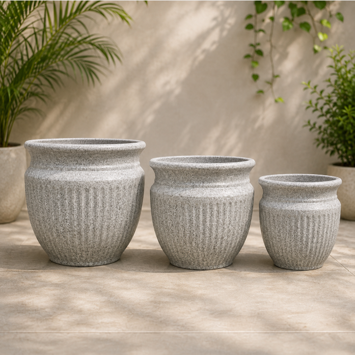 Elegant Grey Textured Pot