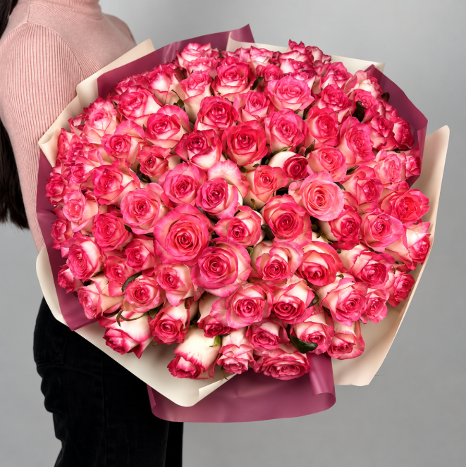 101 Grand Bi-Color Pink Rose Bouquet