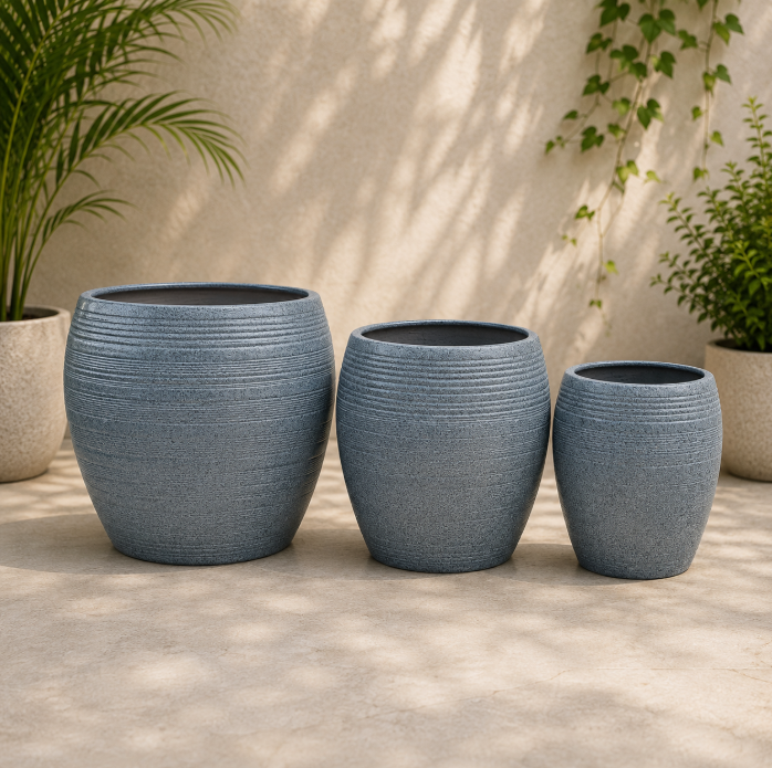 Modern Slate Ribbed Pot