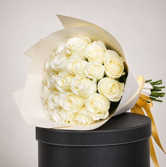 Flower Bouquet Of 21 White Roses