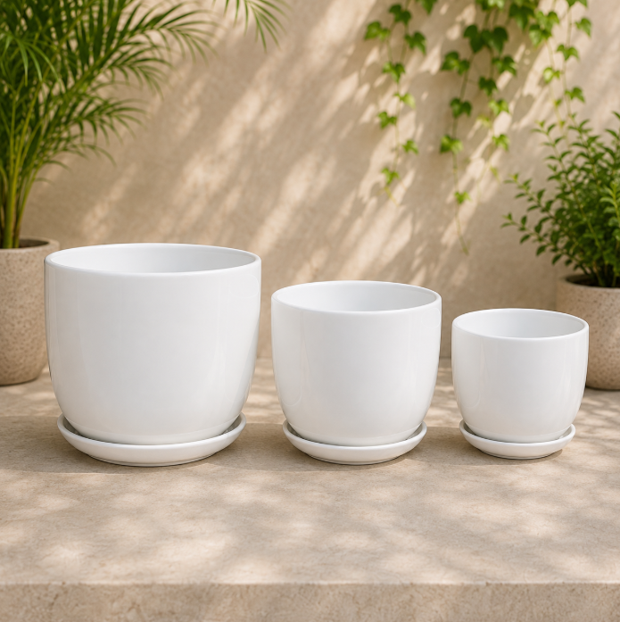 Glossy White Ceramic Pot
