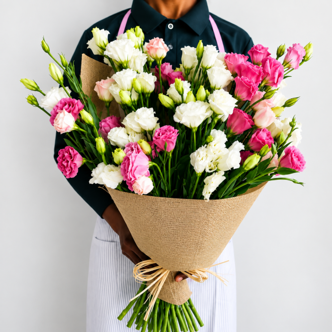 Pink White Lisianthus Bouquet