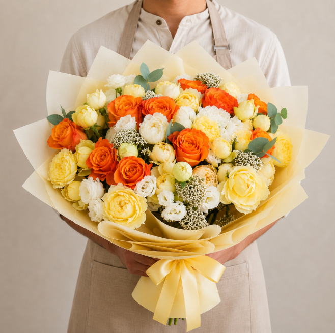 Peach Garden Rose Bouquet