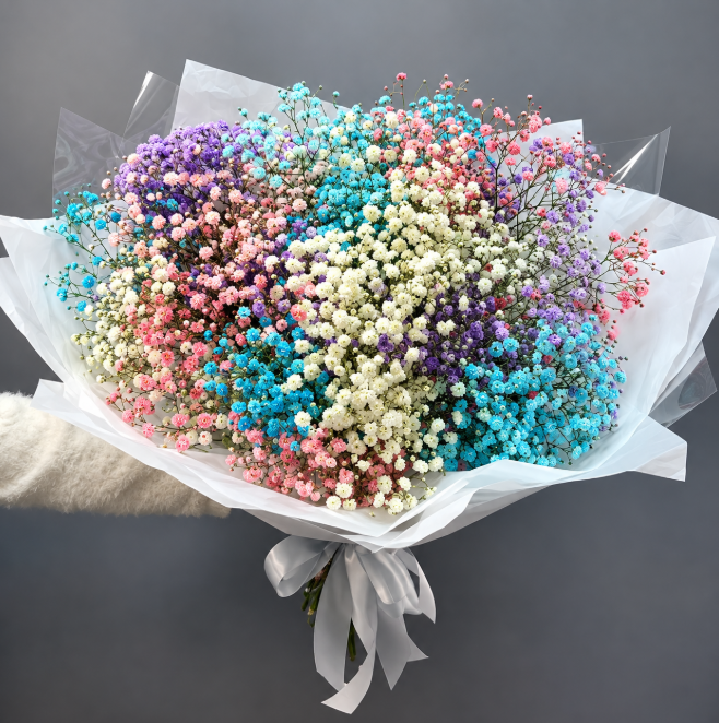 Rainbow Baby s Breath Bouquet